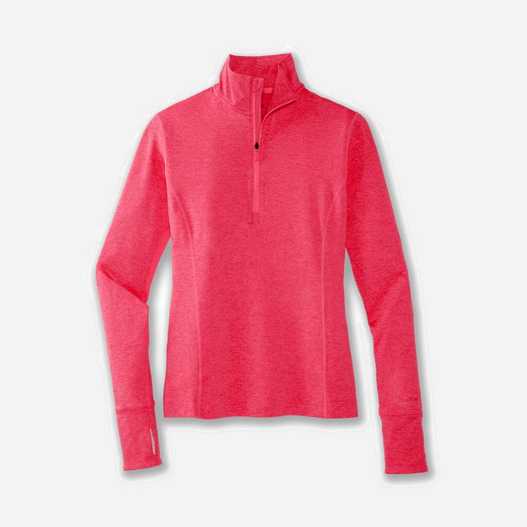 Brooks Dash 1/2 Zip Australia - Women's Running Jackets - Heather Fluoro Pink (305287-NVF)